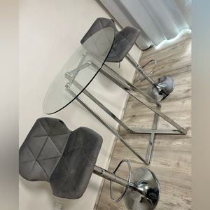 Glass dining bar set.